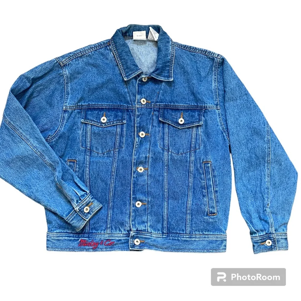 Mickey & CO. Mickey Mouse Denim Screen Printed Jacket Unisex Size Medium - Picture 2 of 8